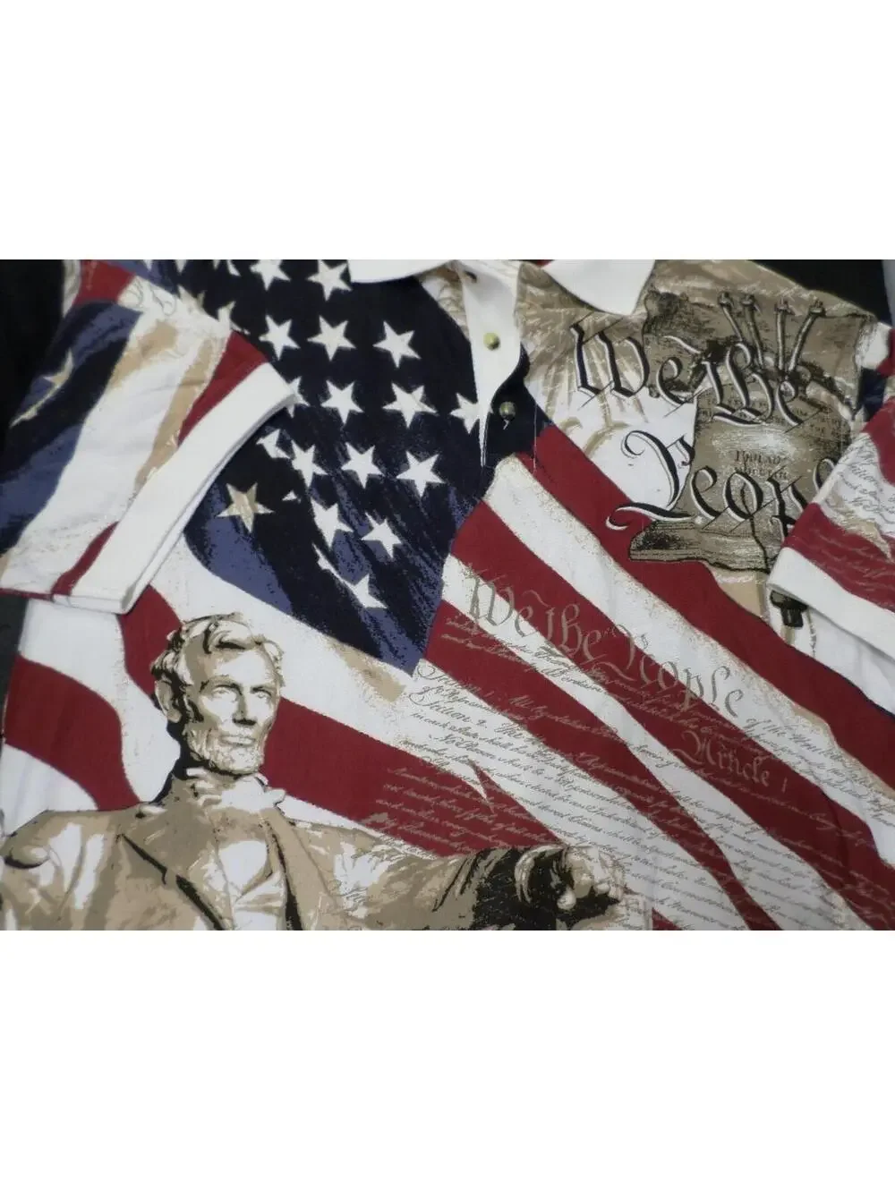 DESIGNER COTTON TRADERS WE THE PEOPLE COTTON POLO AMERICAN FLAG SHIRT MEDIUM - Picture 3 of 12